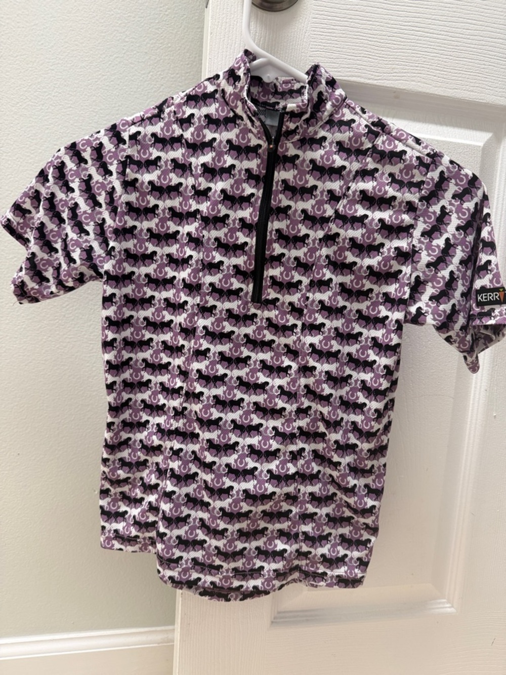 Kerrits Purple & Black Horse-Pattern Quarter Zip Riding Shirt